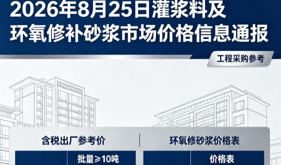 江西2026年8月25日灌浆料及环氧修补砂浆市场价格信息通报
